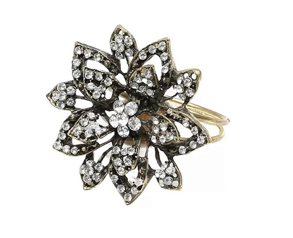 Anéis P/ Guardanapo De Ferro Niquelado Flor Gold Stone - Wolff