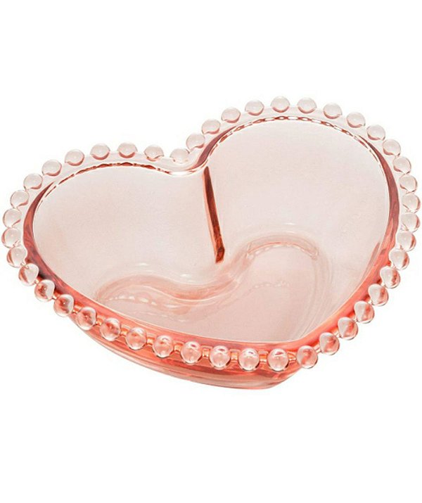 Conj. 2 bowls cristal coração pearl rosa 15x13x5- Wolff