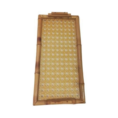 Bandeja de Bambu Natural c/ Vidro e Alça 19x36cm