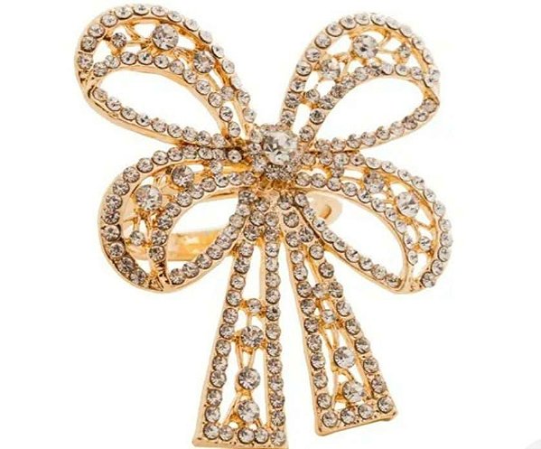 Cj. 4 Anéis P/ Guardanapos Zinco Laço Dourado - Rojemac