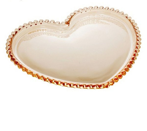 Prato Cristal Coração Pearl Âmbar 30x25x2cm- Wolff