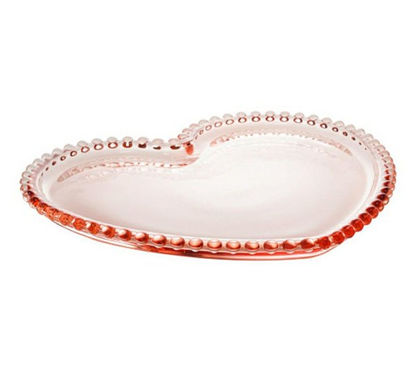 Prato Cristal Coração Pearl Rosa 30x25x2cm - Wolff