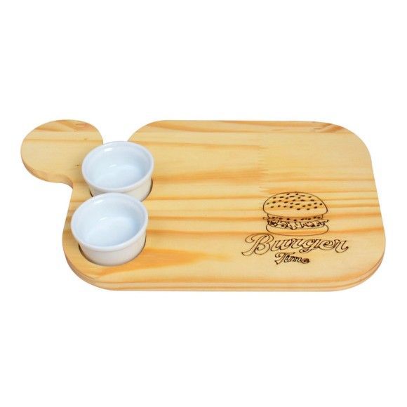 Tábua de Madeira Pinus Burguer Ramequins