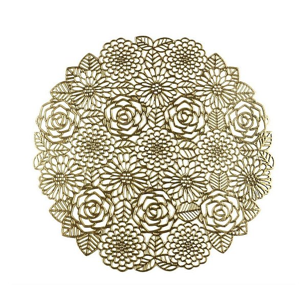 Lugar Americano de Plástico Flowers Dourado - Lyor