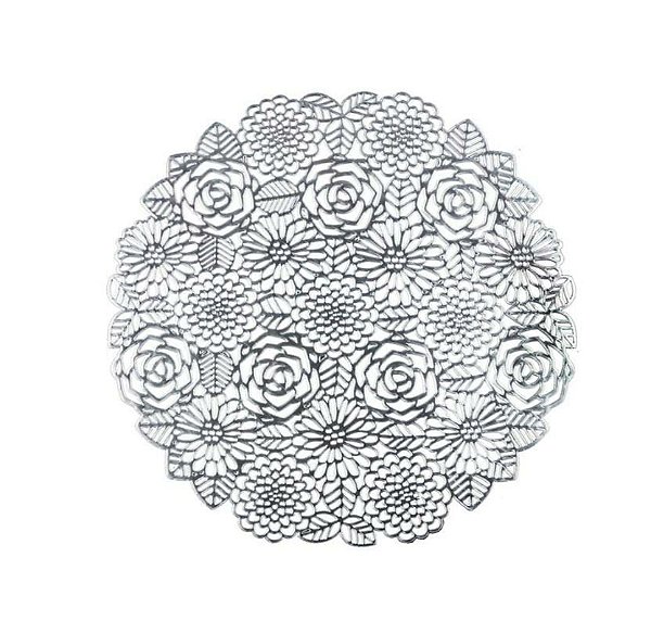 Lugar Americano de Plástico Flowers Prateeado - Lyor