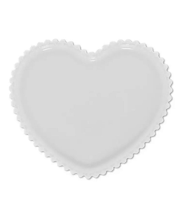 Prato Porcelana Coração Beads Branco 25x22x2cm - Bon Gourmet