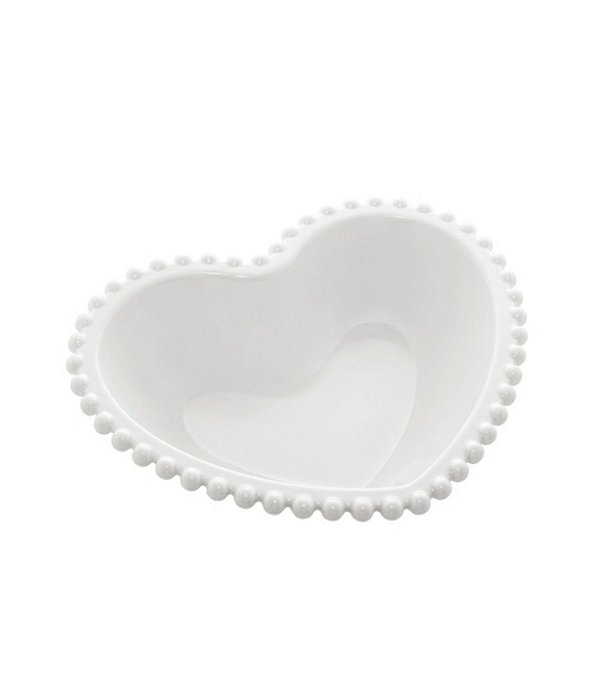 Saladeira Porcelana Coração Beads Branco 21x18x6cm - Bon Gourmet