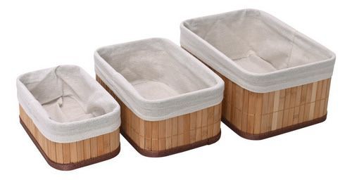 Jogo de 3 Cestos Organizadores de Bambu