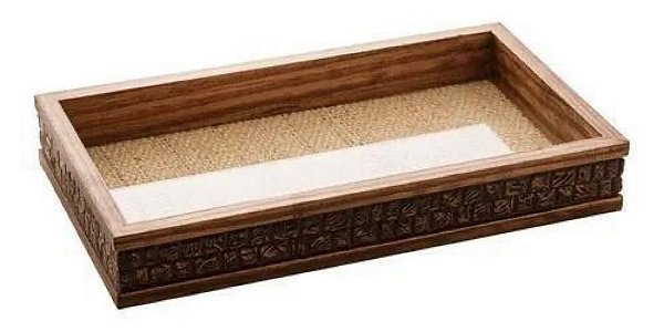 Bandeja Madeira Coquinho c/ Sisal Natural 30x17x4