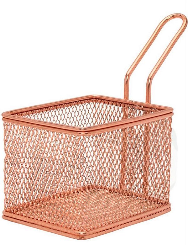 Mini Cestinha Retangular Inox Bronze - Mimo Style