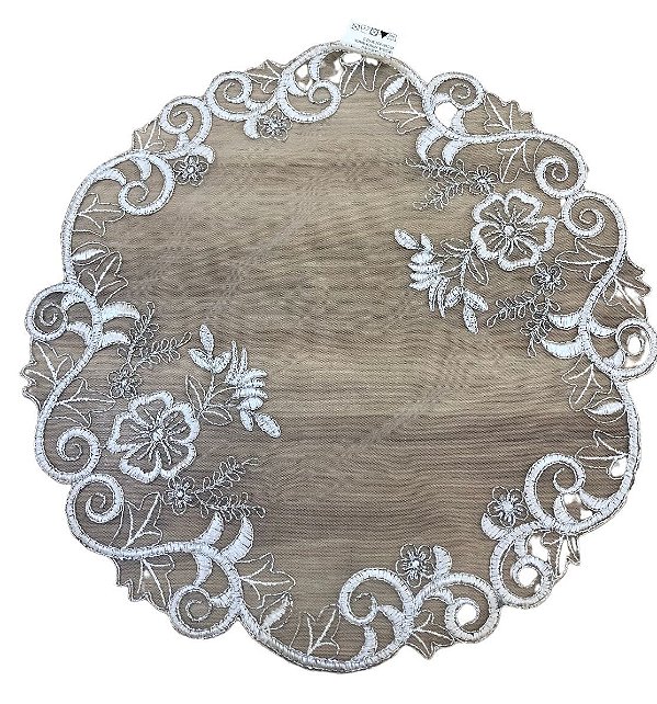 Lugar Americano Linha Supremo Branco Com Renda Prateada  - Rafimex