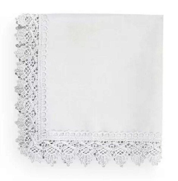 Jogo Americano 35x50cm + Guardanapo Branco Guipir 45x45cm - Rafimex