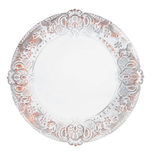 Sousplat Imperial Veneza Branco Rosé - Copa e Cia