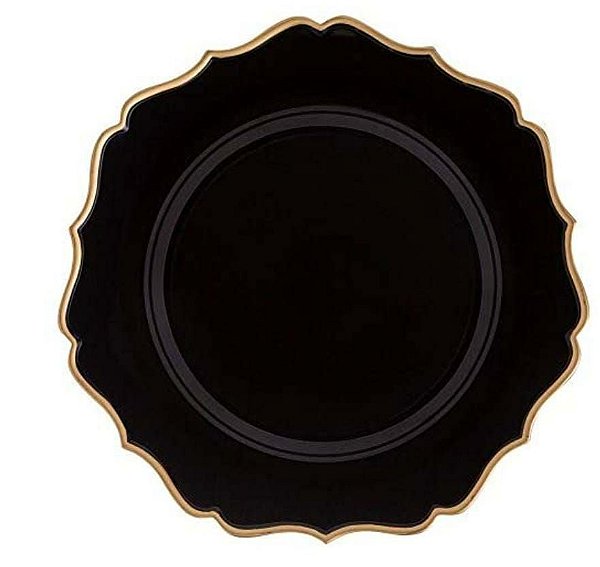 Sousplat Preto Com Dourado - Rafimex
