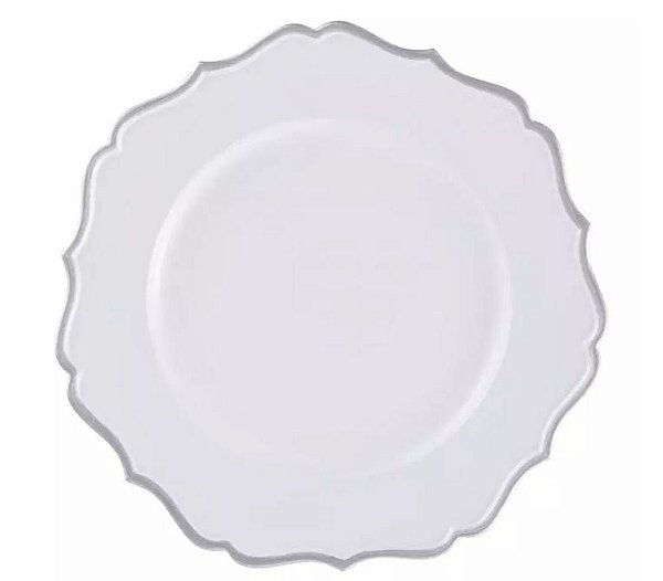 Sousplat Branco Com Prateado - Rafimex