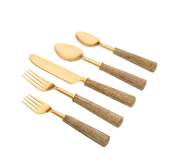 Conjunto de Talheres 30 Pçs Garbo Goldwood - Copa e Cia