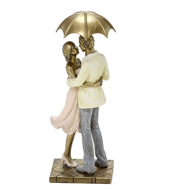 Estatueta Casal Com Guarda Chuva Em Pé - Mabruk