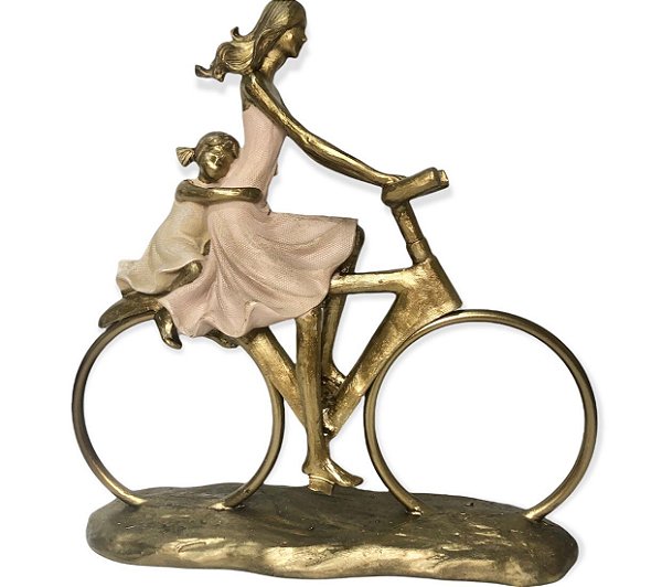 Estatueta Mãe e Filha Na Bicicleta - Mabruk