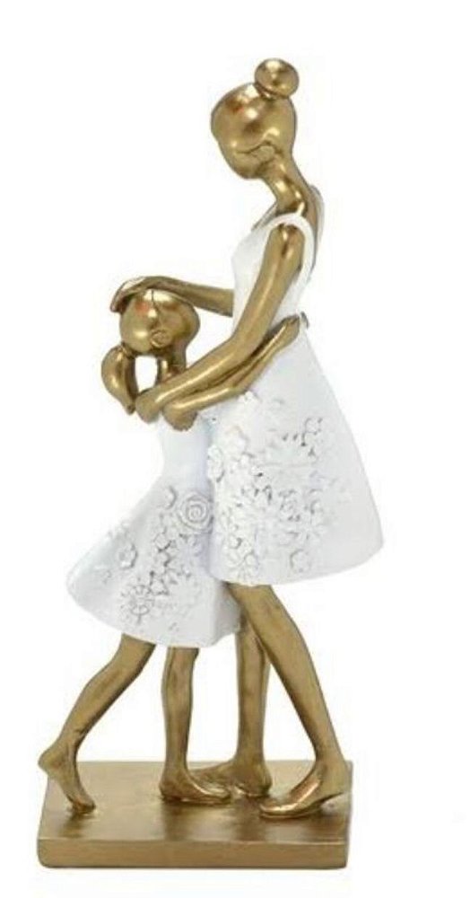 Estatueta Mãe e Filha Branco Com Dourado - Mabruk