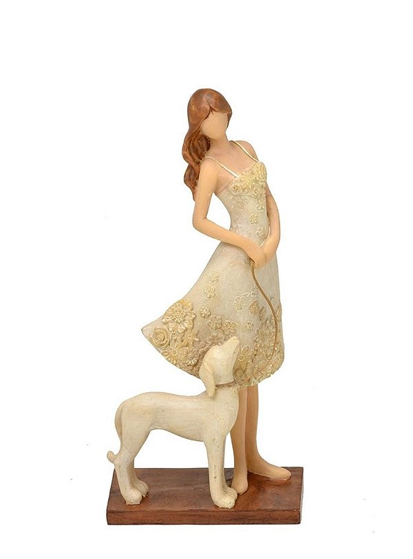 Estatueta Mulher e Cachorro - Mabruk