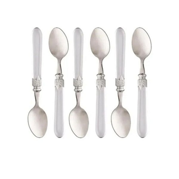 Conj. 6 Colheres P/ Chá de Aço Inox de Plástico Destiny Transparente 18,5cm- Lyor