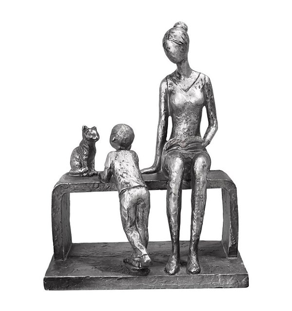 Estatueta Mãe Filho e Gato - Mabruk
