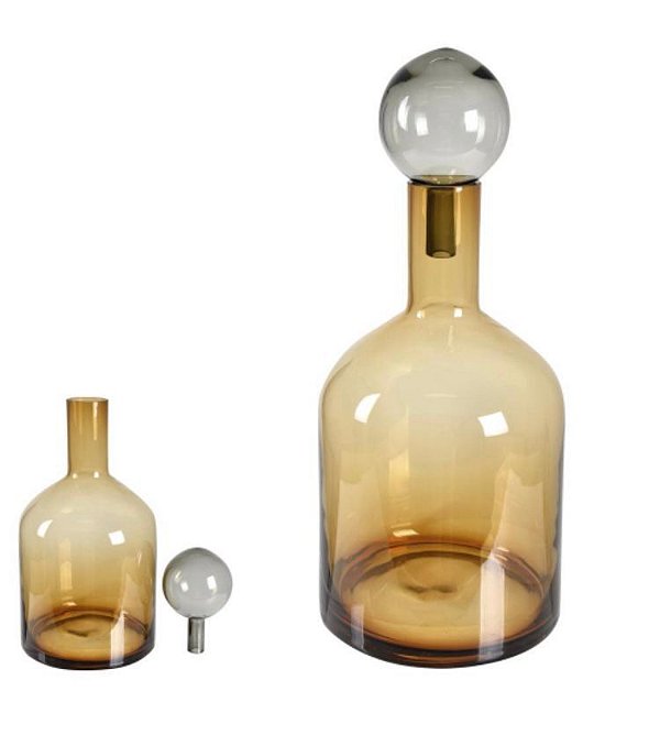 Garrafa Decorativa em Vidro Âmbar c/ Tamba Fumê - D&A