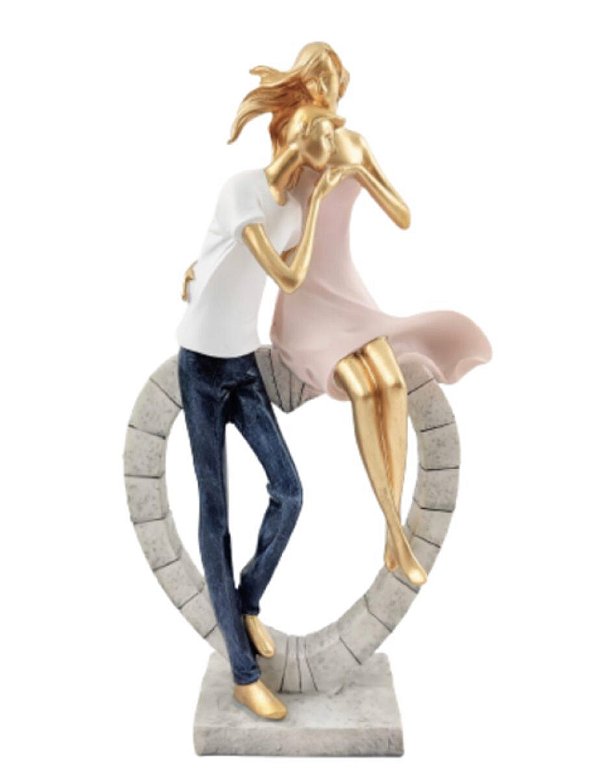 Estatueta Casal Sentado No Coração - Royal