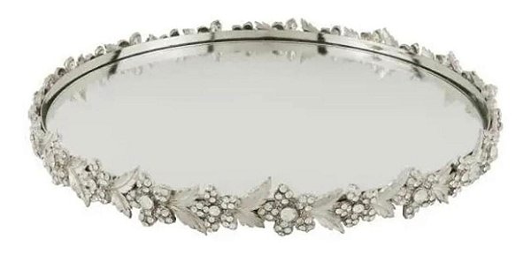 Bandeja Decorativa Metal C/ Pé Espelhada - Royal