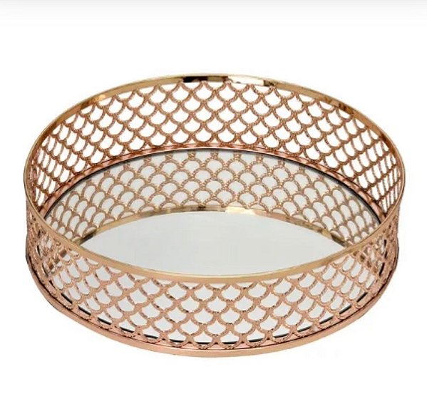 Bandeja Redonda Dourada 29cm - Mabruk