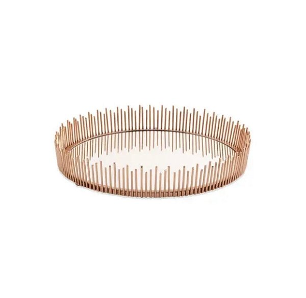 Bandeja Decorativa Redonda  Cobre Com Espelho - Mart