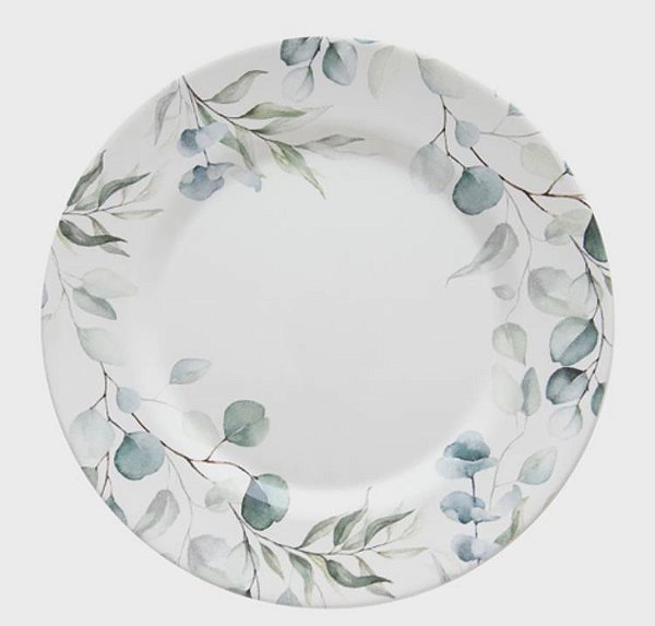 Cj 6 Pratos Raso Aquarelle Eucalipto - Copa & Cia