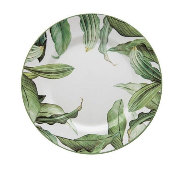 Cj 6 Pratos Raso Aquarelle Folhas - Copa & Cia