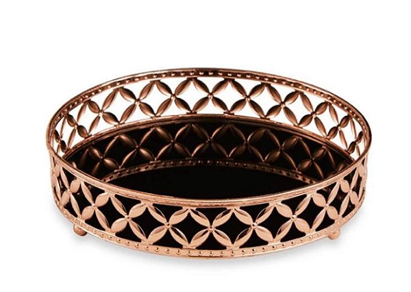 Bandeja Pequena Cobre em Metal com Espelho- Mart