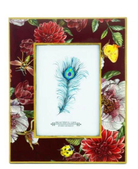 Porta Retrato MDF Floral Marsala 13x18