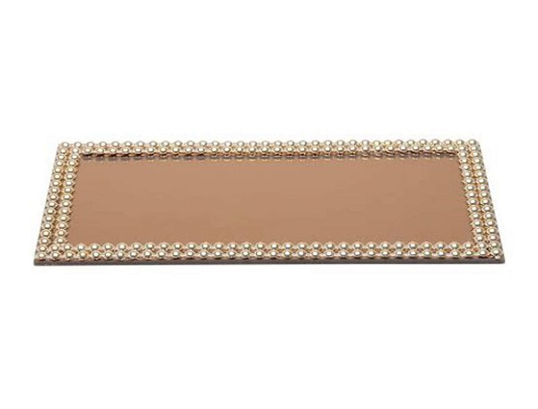 Suporte Vidro Espelhado com Decoração Acrílico Hills Dourado 32X16cm - Royal