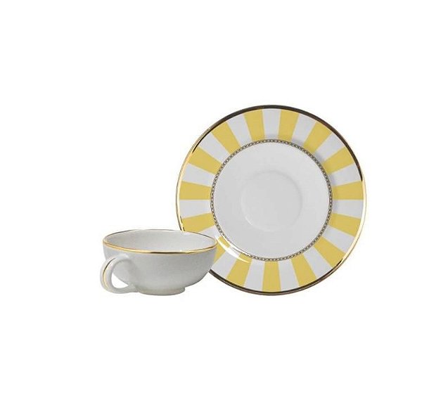 Cj 6 Xícaras c/ Pires Yellom Strip 70ml - Alleanza