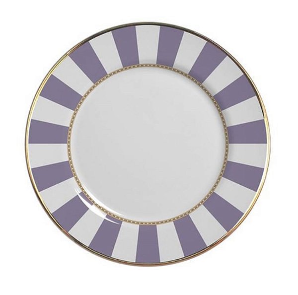 Cj 6 Pratos Raso Lavender Strip - Alleanza