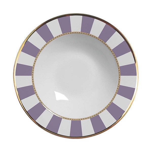 Cj 6 Pratos Fundo Lavender Strip - Alleanza