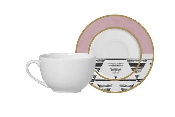 Cj 6 Xícaras c/ Pires Geométrica - Alleanza