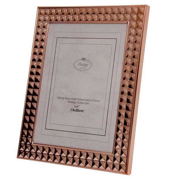 Porta Retrato de Aço Diamond Rose Gold 13x18