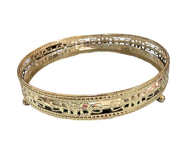 Bandeja Decorativa Espelhada Dourada Redonda - Royal