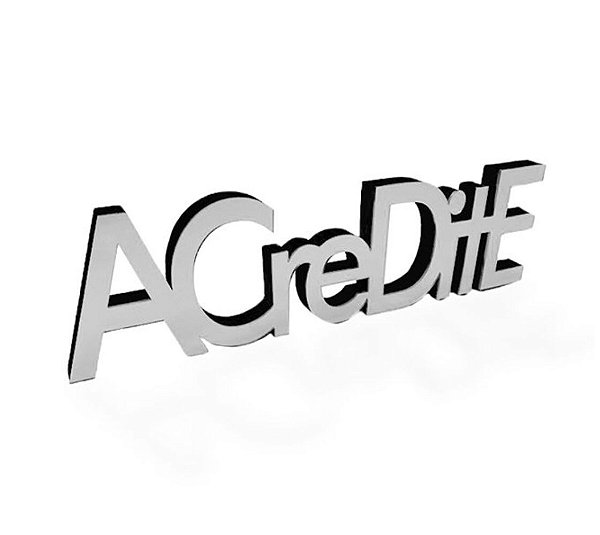 Enfeite Decorativo Palavra Acredite em MDF Prata Espelhado - Decoryou