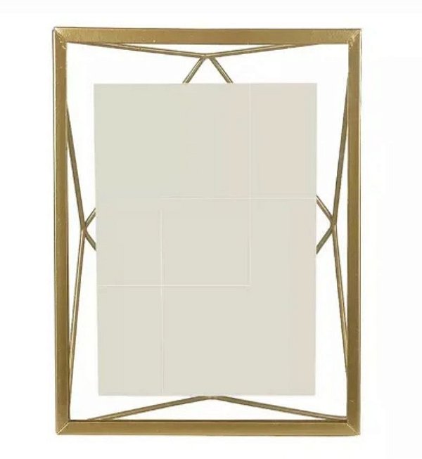 Porta Retrato Metal Vertical Dourado 10x15cm -