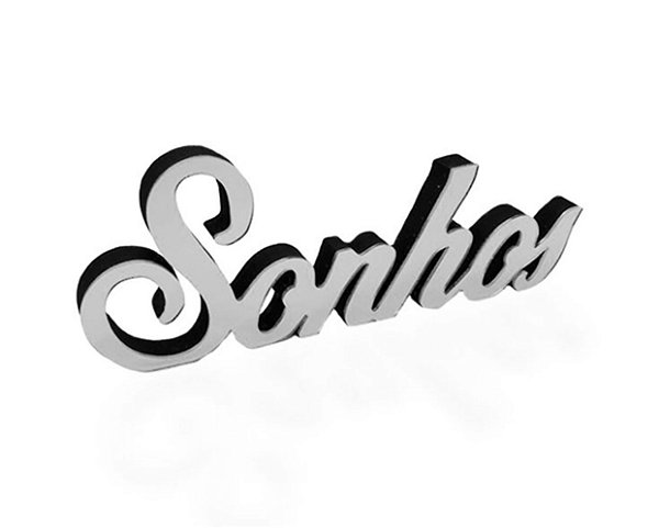 Enfeite Decorativo Palavra Sonhos em MDF Prata - Decoryou