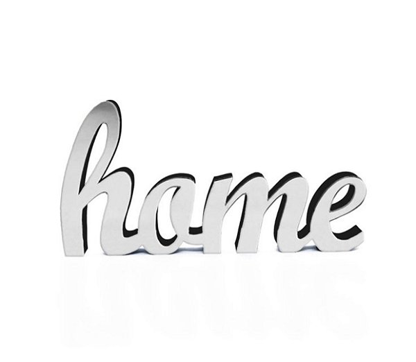 Palavra Home em MDF Prata Espelhado- Decoryou