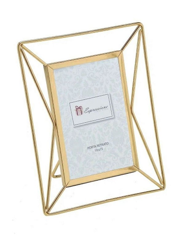 Porta Retrato de Metal Dourado 10x15