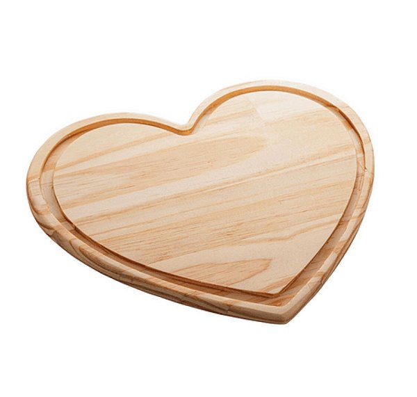 Tábua Madeira Pinus Coração 25X22X2cm - Rojemac