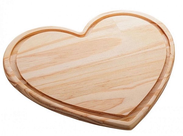 Tábua Madeira Pinus Coração 33x29x2cm - Rojemac