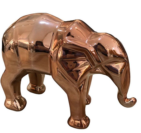 Estatueta Elefante Cerâmica Rosé